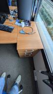 Photo détaillant le don bureau droit 160x80 +caisson 3 tiroirs