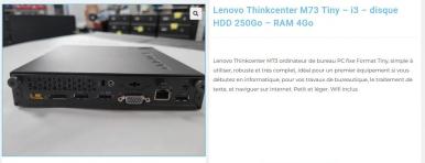 Photo détaillant le don Lot de 236 M73 Tiny Lenovo Thinkcenter